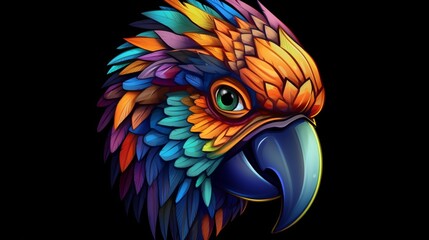 a hip colorful Parrot head design with a futuristic.Generative AI