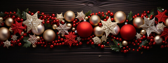 Christmas decoration. Top view - obrazy, fototapety, plakaty