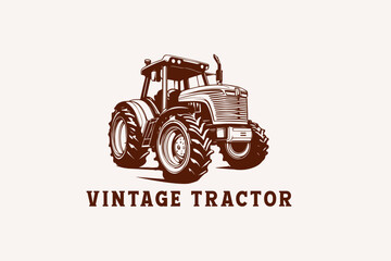vintage tractor vector illustration 