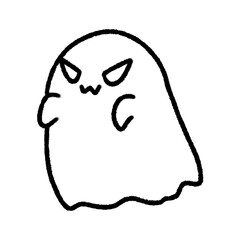 Cute line Halloween Angry Ghost Doodle element, signs and symbols, Hand drawn in doodle style