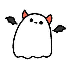 Cute Demon, Devil Ghost, Halloween Doodle element, signs and symbols, Hand drawn in doodle style