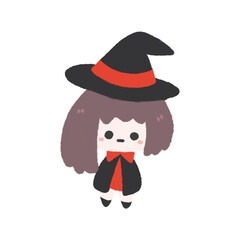 Cute Girl in Halloween Vampire Costume, Doodle element, signs and symbols, Hand drawn in doodle style