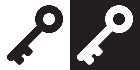 Key icon vector. Key sign symbol in trendy flat style. Key vector icon illustration isolated on white and black background	