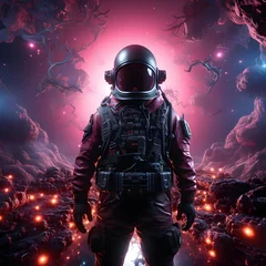 Poster Astronauta en un paisaje espacial  © Fernanda