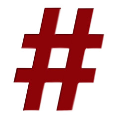 Red Hashtag Icon: Enhance Social Media Visibility. With its bold red color and clear, recognizable design, this icon is optimized for digital marketing and content sharing.