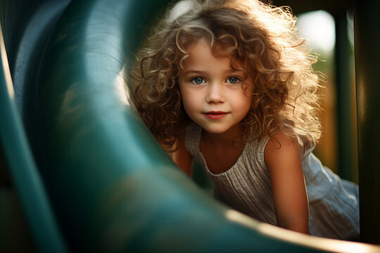 Kindergarten small child Student Playing overjoyed Generative AI illustration