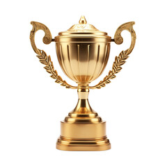 Fototapeta na wymiar Generative AI, PNG trophy cup. Champion trophy, shiny golden cup, sport award. Winner prize 