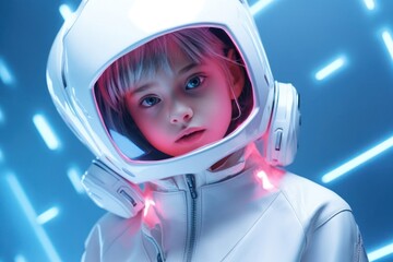 Caucasian Female Child Science Fiction Fashion Backdrop Generative AI