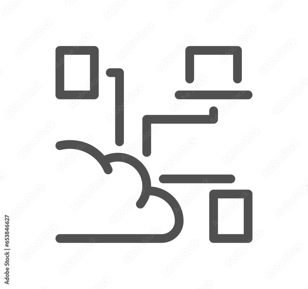Aufkleber network related icon outline and linear vector.