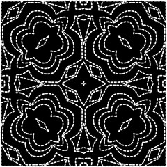 
A repeat pattern of white dots on a black background. White mandala.