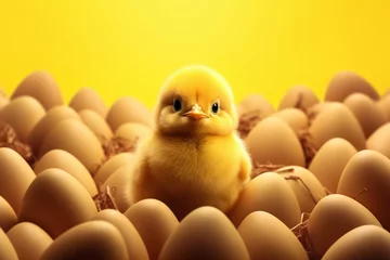 Foto op Plexiglas Egg animal chick bird small farm young poultry chicken baby newborn yellow © SHOTPRIME STUDIO