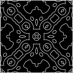 
A repeat pattern of white dots on a black background. White mandala.