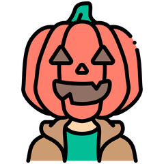 Pumpkin Man line color icon