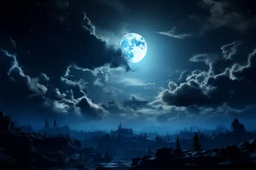 Photo sur Plexiglas Anti-reflet Pleine Lune arbre Nocturnal enchantment full moon night in a mesmerizing transformation