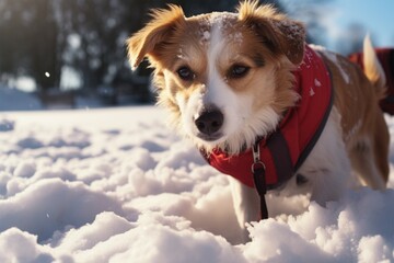 Puppys snowy delight a transformed winter scene in the dog park