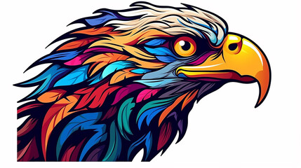 Fototapeta premium águia personagem de clipart colorido. Design de desenho animado para impressão de camiseta, ícone, logotipo, etiqueta, patch ou adesivo. Ilustração vetorial