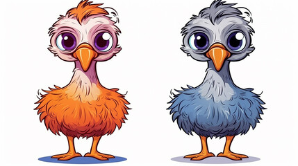 Fototapeta premium avestruz personagem de clipart colorido. Design de desenho animado para impressão de camiseta, ícone, logotipo, etiqueta, patch ou adesivo. Ilustração vetorial