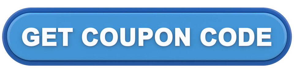 Get coupon code button. 3D illustration.