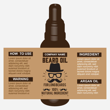 Bottle Label Design. Package Template Design. Beard Oil Label Design. Bottle Mock Up Design Label Template