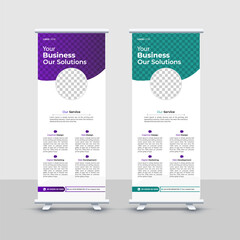 set of corporate rull up banner design template with different colors.