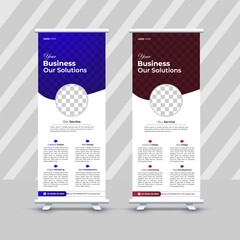 set of corporate rull up banner design template with different colors.
