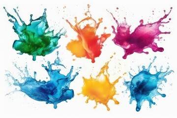 colorful splashes on white background