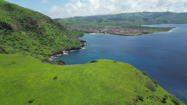 Tarrafal - Cape Verde Aerial View. Mountainous Green Santiago Island Landscape near Tarrafal. The Republic of Cape Verde is an island country in the Atlantic Ocean. Africa.