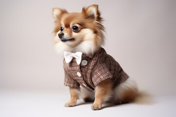 Purebred elegance: spitz wearing a fashionable attire