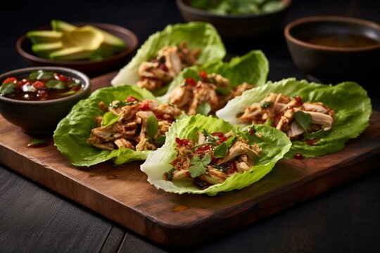 Lettuce Wraps With Turkey And Avocado. Generative AI