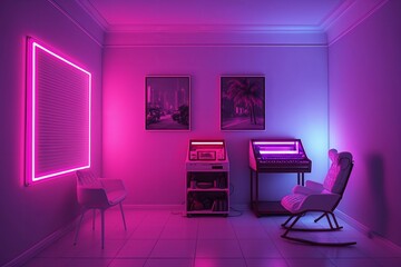 Neon Gaming Room - obrazy, fototapety, plakaty