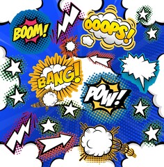 Comic elements. Retro, vintage style. Cinema cartoon.