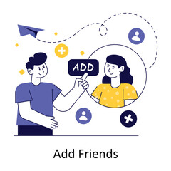 Add Friends Flat Style Design Vector illustration. Stock illustration