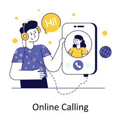 Online Calling Flat Style Design Vector illustration. Stock illustration