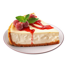 cheesecake with berries isolated on transparent background