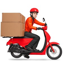 Vector fast food delivery man with box (Generative AI)