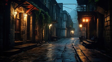 Moody, atmospheric alleyways and backstreets at night