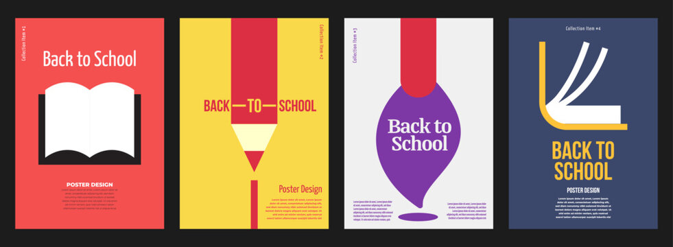 Back to School Poster Set - colorful designs compatible with A3 and A4 sizes