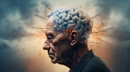 Alzheimer's disease is a bizarre medical neurology illness idea that causes memory loss owing to brain deterioration. - obrazy, fototapety, plakaty
