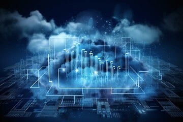 Fototapeta na wymiar Cloud computing, IT, technology background. Generative AI