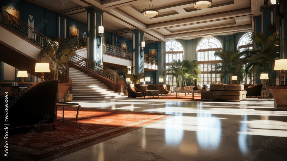 Aufkleber hotel lobby simple style created with generative ai