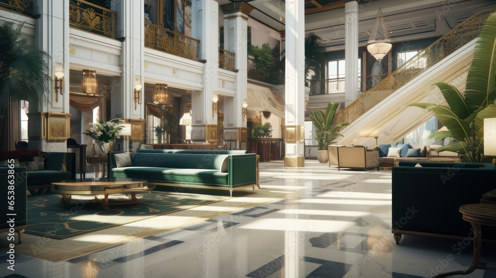 Aufkleber hotel lobby simple style created with generative ai