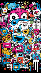 Fototapeta premium Expressive Lines: Doodle Pattern Unleashes Creativity, Generative AI