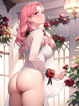 beautiful anime girl in underwear - Generative AI