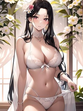 beautiful anime girl in underwear - Generative AI