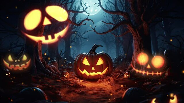 halloween pumpkin in scary place