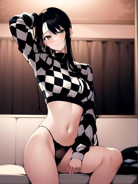 beautiful anime girl in underwear - Generative AI