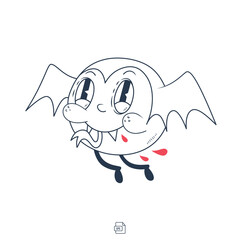 Halloween vector doodle character vampire and blood