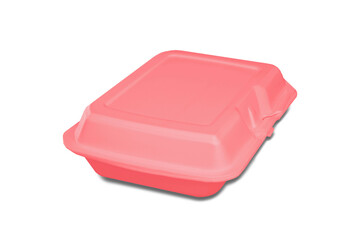 One brown styrofoam food box on a transparent background. PNG.