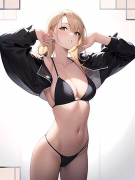 beautiful anime girl in underwear - Generative AI