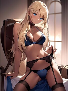 beautiful anime girl in underwear - Generative AI